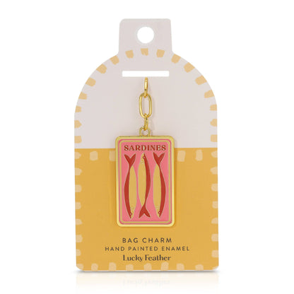 Lucky Feather - Enamel Bag Charm - Sardines