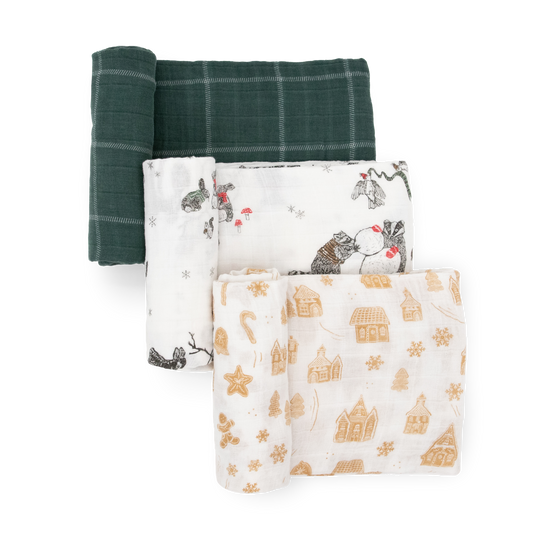 Little Unicorn - Cotton Muslin Swaddle Blanket 3 Pack - Snow Day