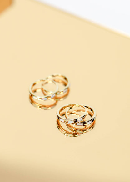 JaxKelly - Gold Rings -  White Opal Inset Baguette