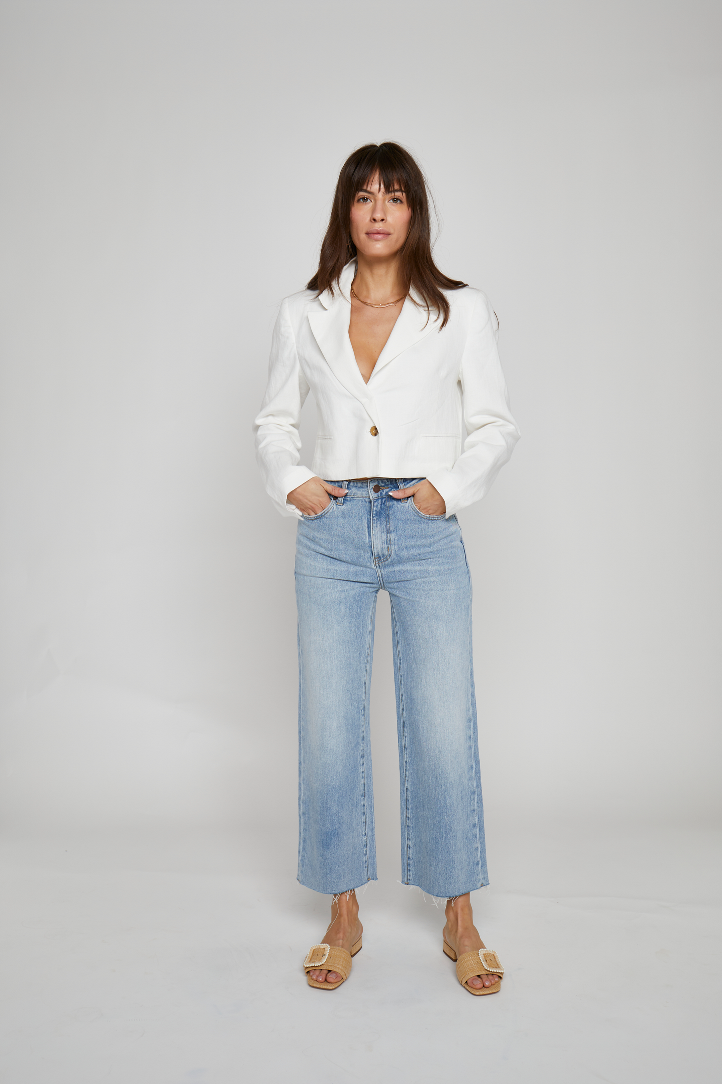 Oliver Logan - Aberdeen Ankle Crop High Rise Jean, Light Indigo Worn