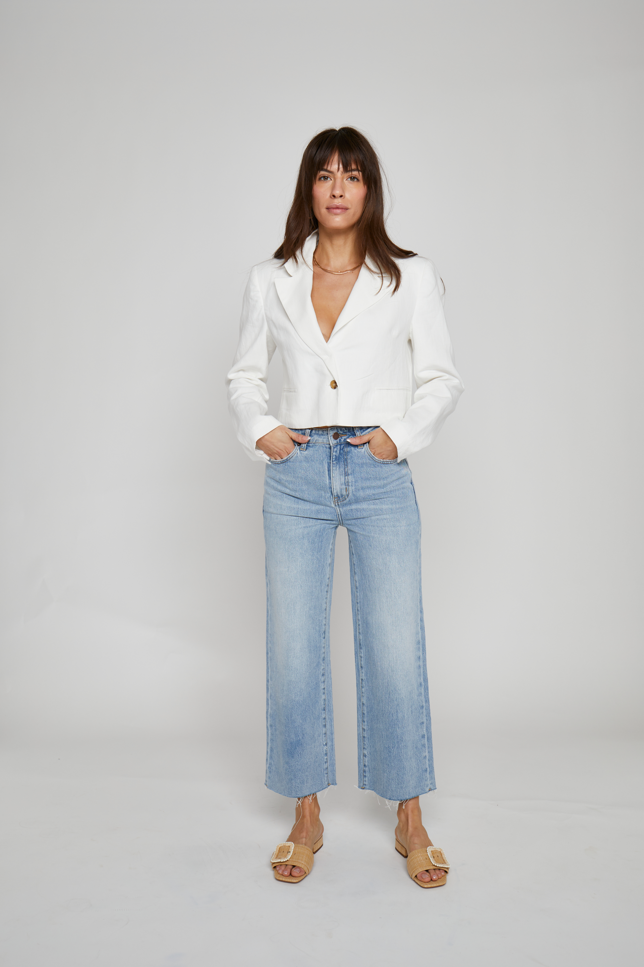 Oliver Logan - Aberdeen Ankle Crop High Rise Jean, Light Indigo Worn