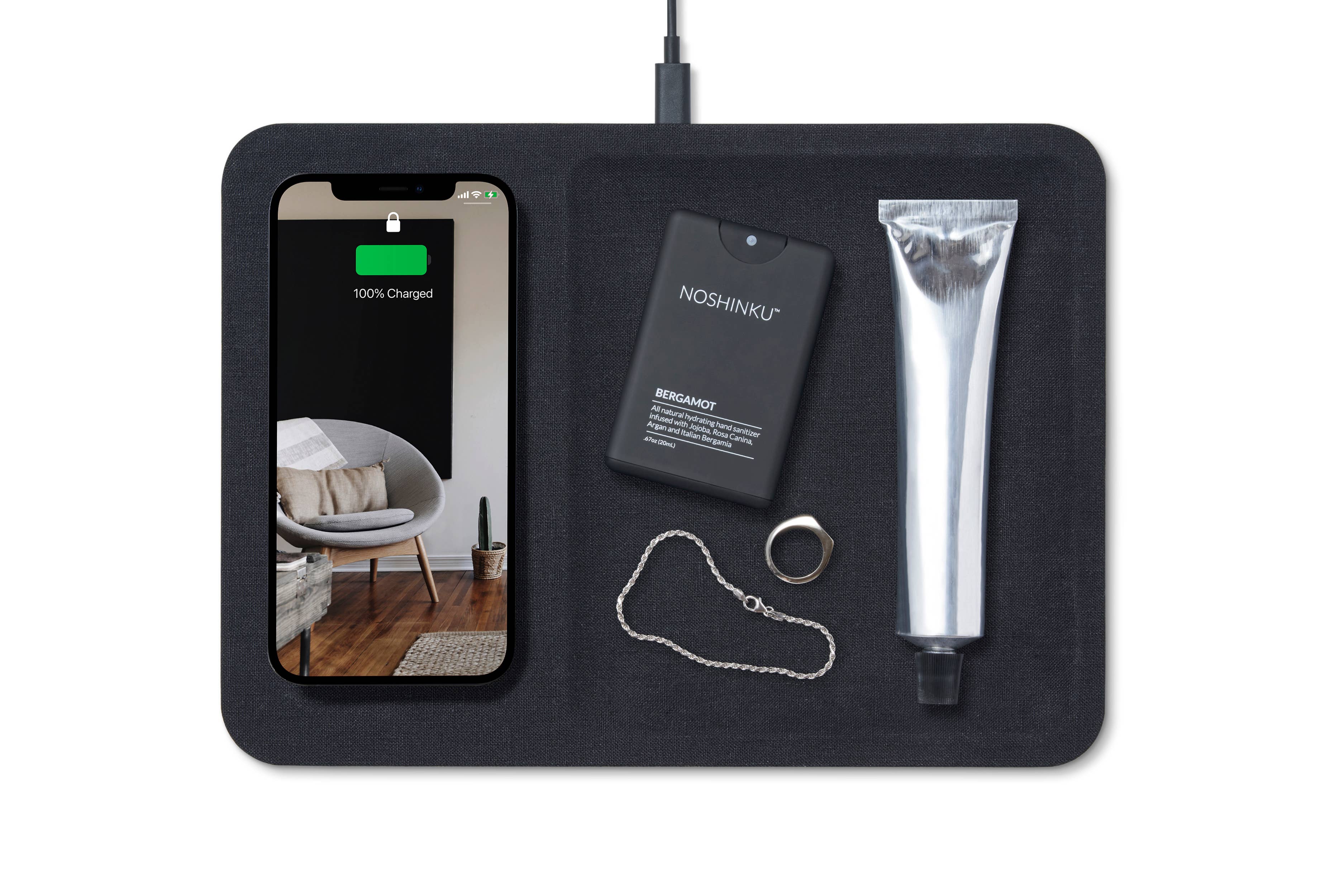 Courant - CATCH:3 - Essentials Linen Wireless Charger with Valet Tray