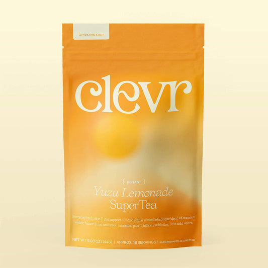 Clevr Blends - Yuzu Lemonade SuperTea (14 Servings) | Instant Tea with Real Yuzu, Electrolytes and Probiotics