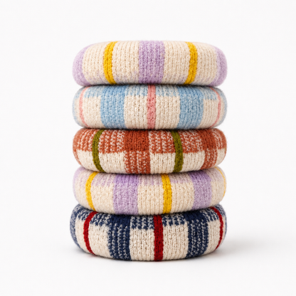 Ellison+Young - Ellison+Young Soft Plaid Knit Hair Tie, 5-Piece Set, Curated Color Blend