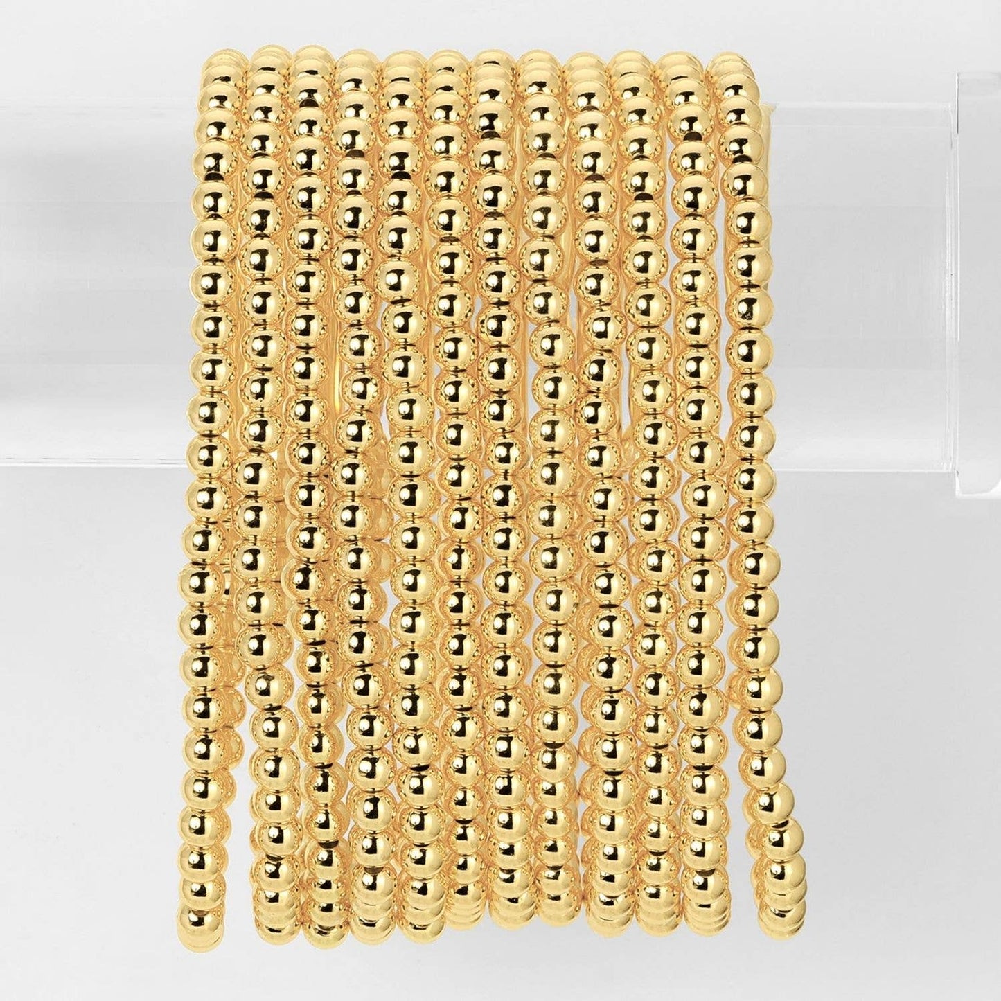 Splendid Iris - 4mm Bead Stretch Bracelets - Silver