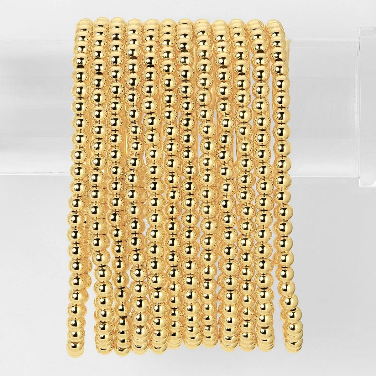 Splendid Iris - Classic Beaded Stretch Bracelets: Gold / 4mm