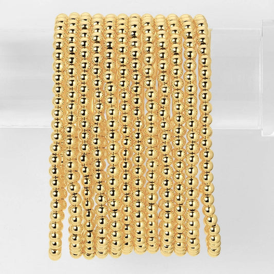 Splendid Iris - Classic Beaded Stretch Bracelets: Gold / 4mm