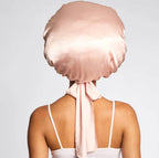 KITSCH - Adjustable Oversized Satin Bonnet- Blush