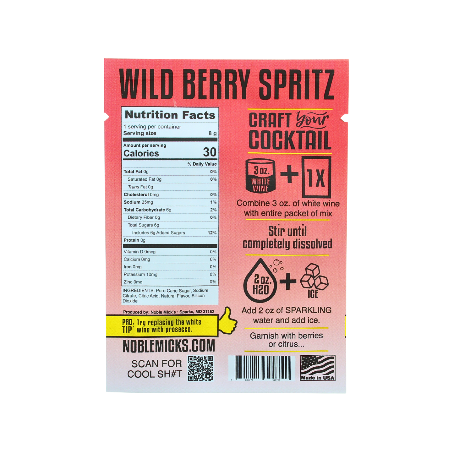 NOBLE MICK'S - Single Serve Craft Cocktails - Wild Berry Spritz Single Serve Craft Cocktail