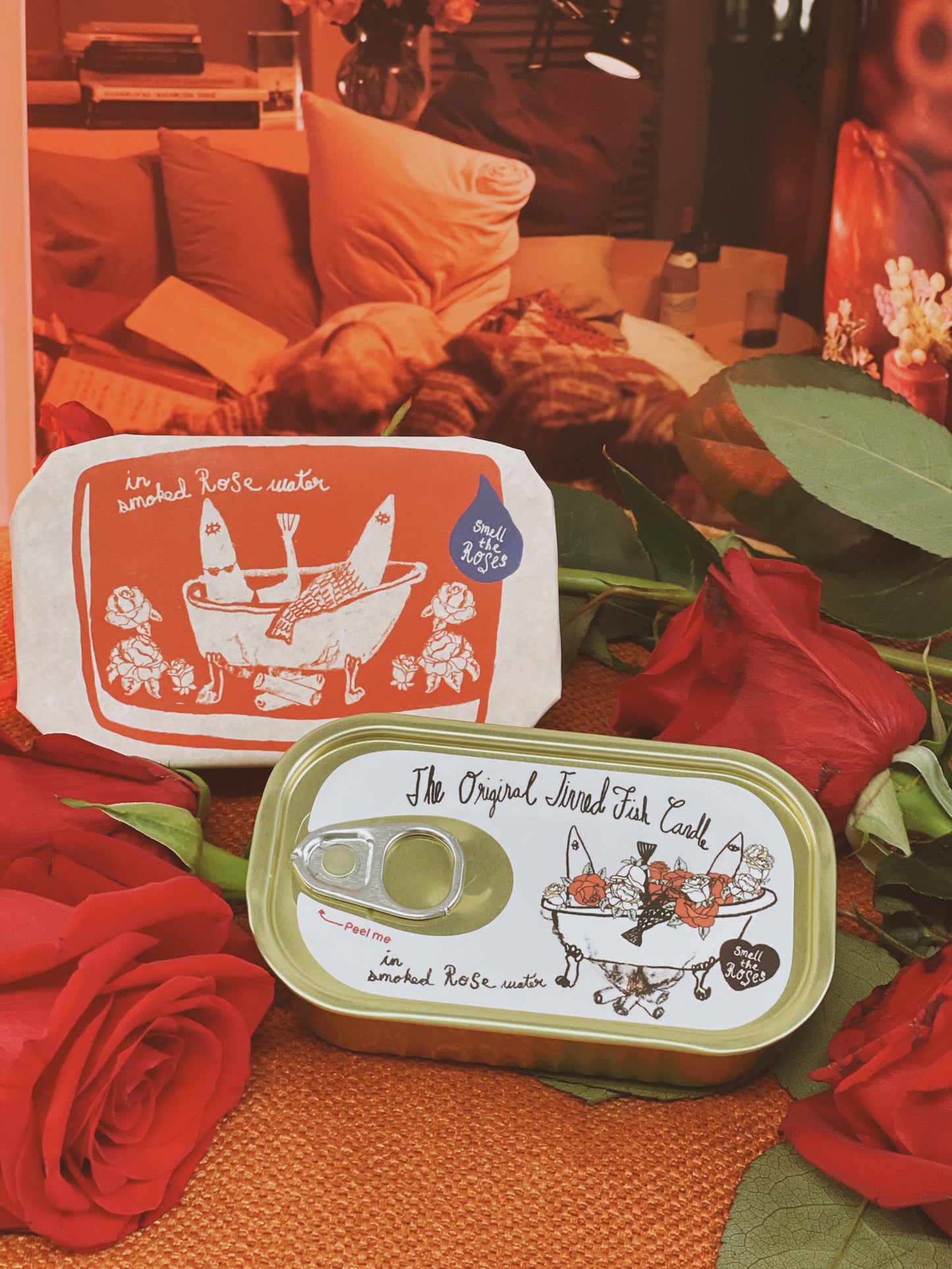 Tinned Candle - Tinned Fish Candle - Smoked Rose Water