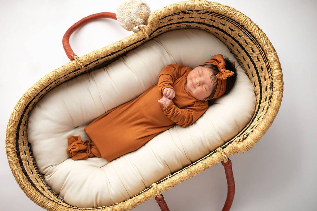 Three Little Tots - Saddle Longhorn Orange Western Knotted Newborn Baby Gown