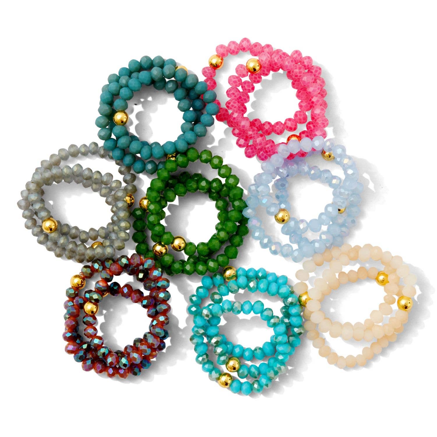 Splendid Iris - Stretch Crystal Rings
