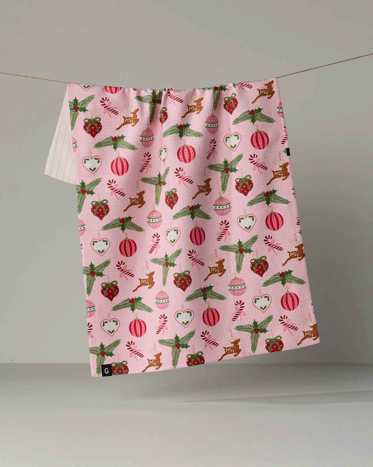 Geometry - Pink Tidings Luxe Kitchen Towel - Holiday 2026