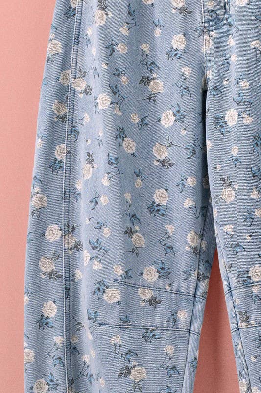 Urban Daizy - Floral Print Relaxed Fit Denim Pants