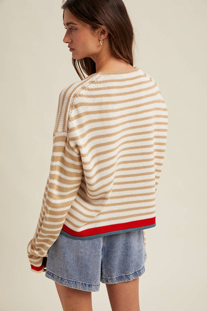 Wishlist Apparel - STRIPED DROP SHOULDER SWEATER