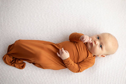 Three Little Tots - Saddle Longhorn Orange Western Knotted Newborn Baby Gown
