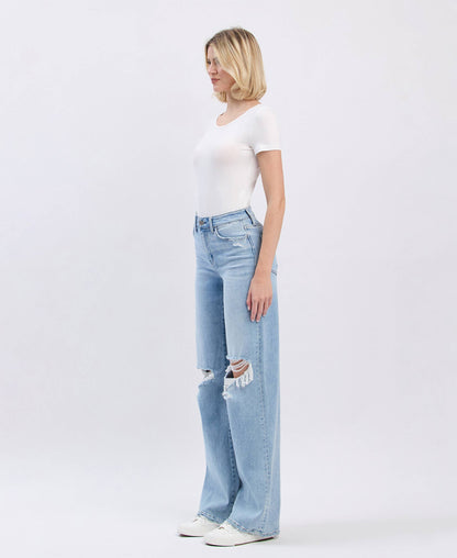 FLYING MONKEY - HIGH RISE DISTRESSED WIDE LEG JEANS