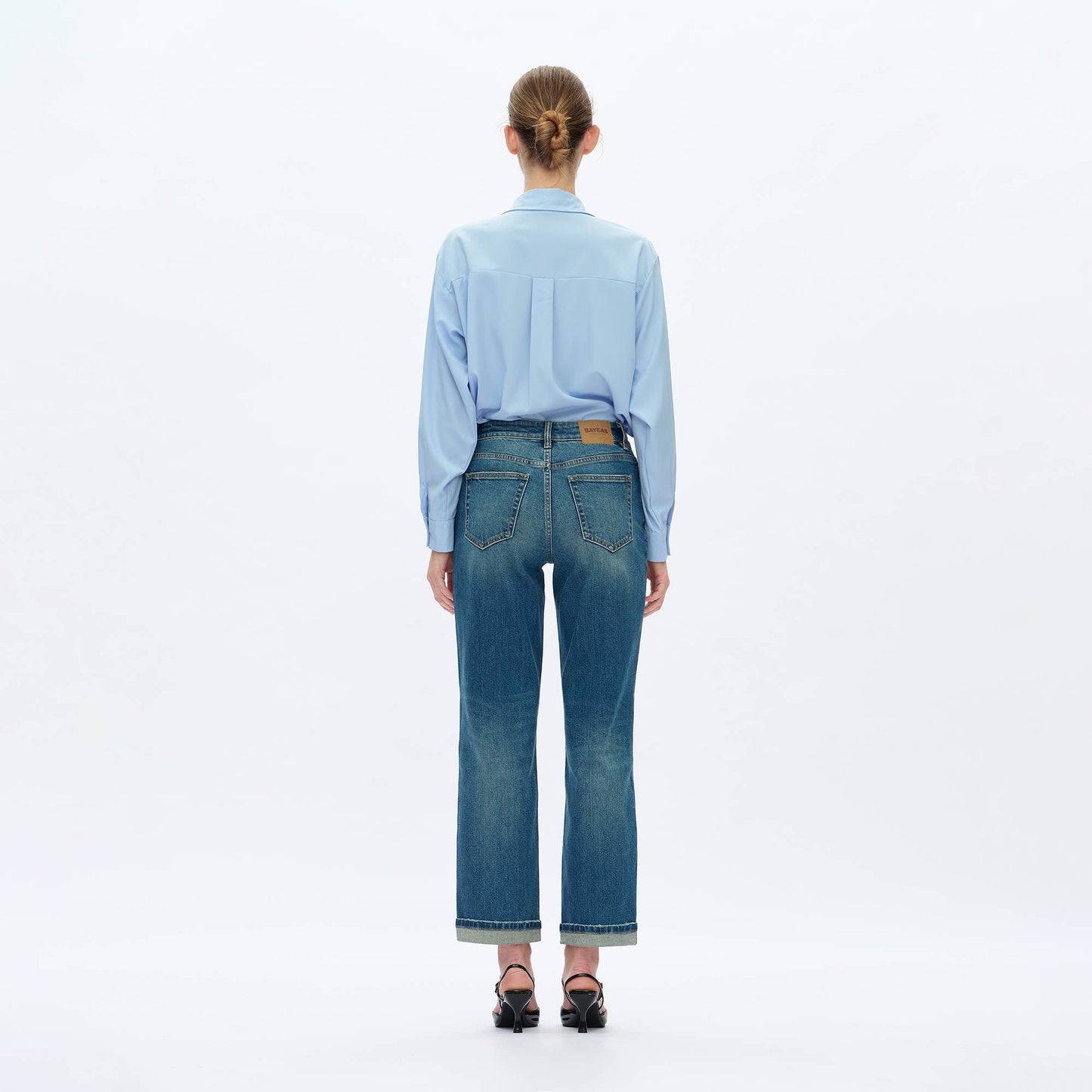 BAYEAS - MID RISE STRAIGHT JEANS WITH FINISHED HEM