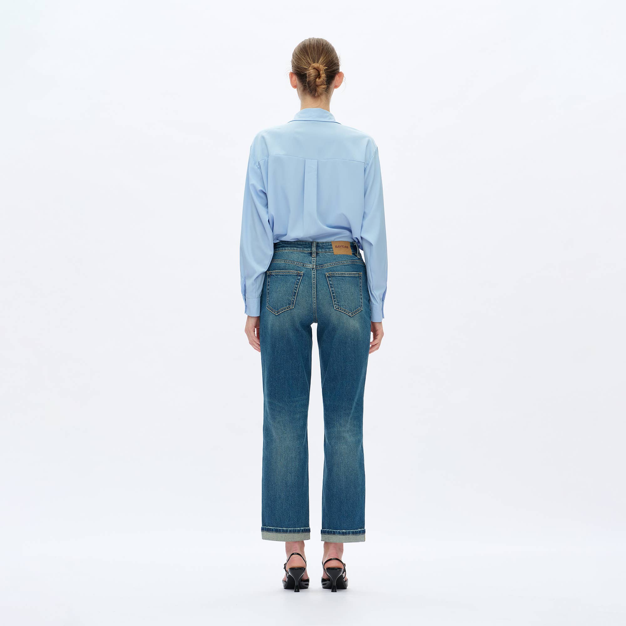 BAYEAS - MID RISE STRAIGHT JEANS WITH FINISHED HEM