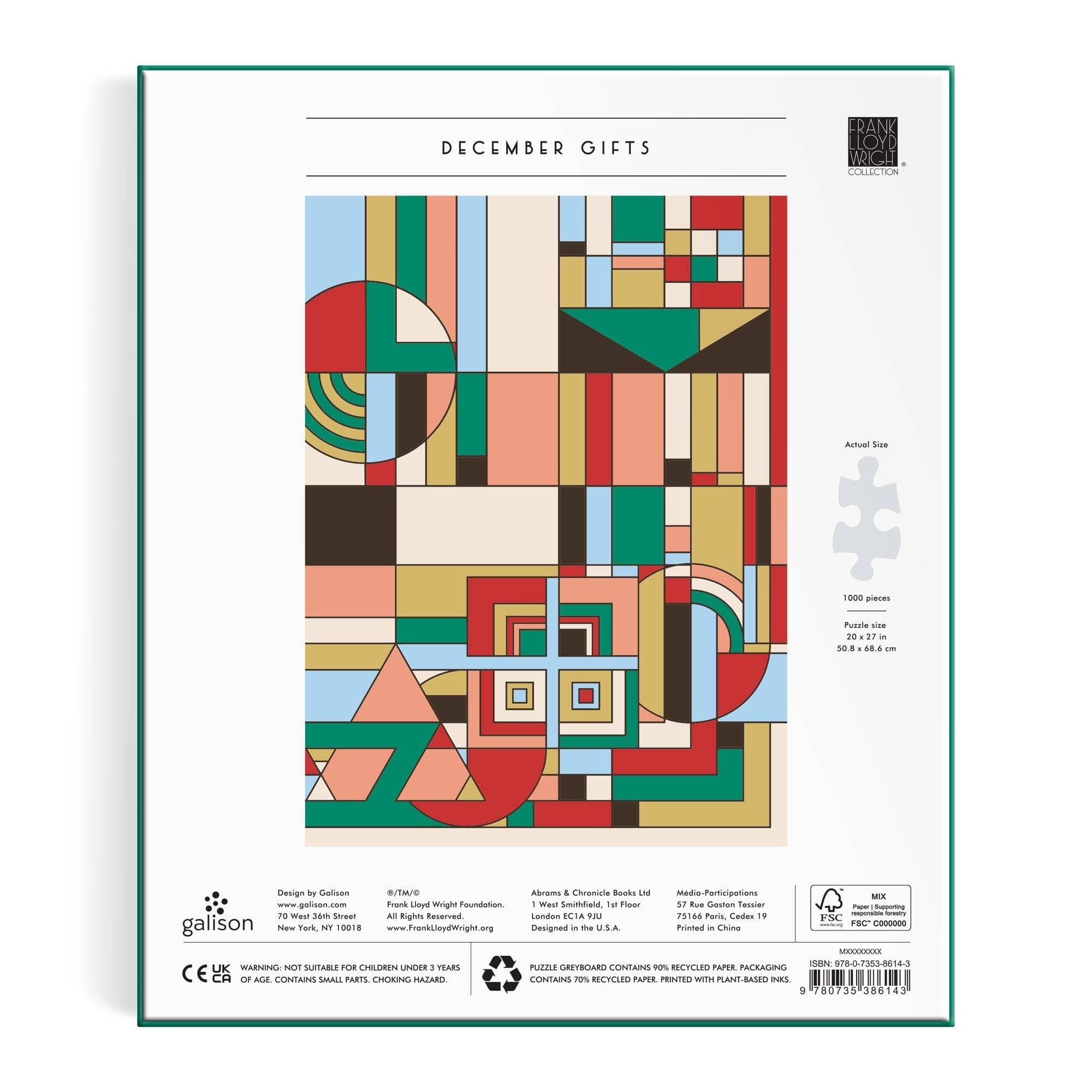 Chronicle Books - Frank Lloyd Wright December Gifts 1000 Piece Foil Puzzle