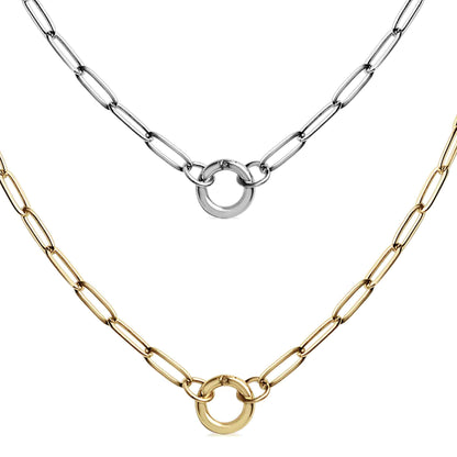 WJW - Stainless Steel Paperclip Charm Keeper Necklace