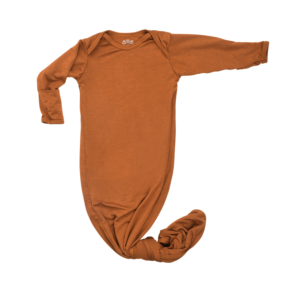 Three Little Tots - Saddle Longhorn Orange Western Knotted Newborn Baby Gown