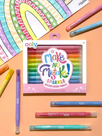 OOLY - Make no Mistake!: Glittery Erasable Markers (Set of 12)