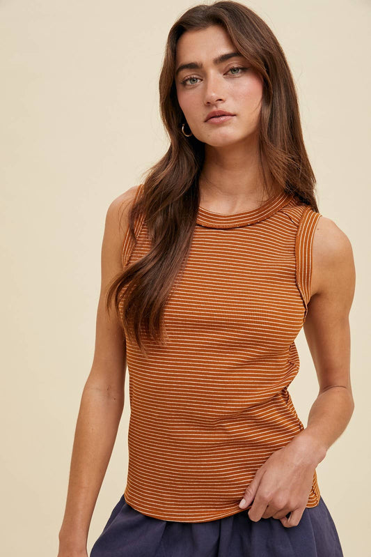 Wishlist Apparel - STRIPED RAW EDGE DETAIL TANK