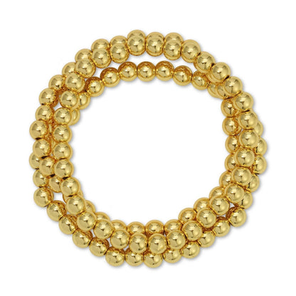 Splendid Iris - Classic Beaded Stretch Bracelets: Gold / 4mm