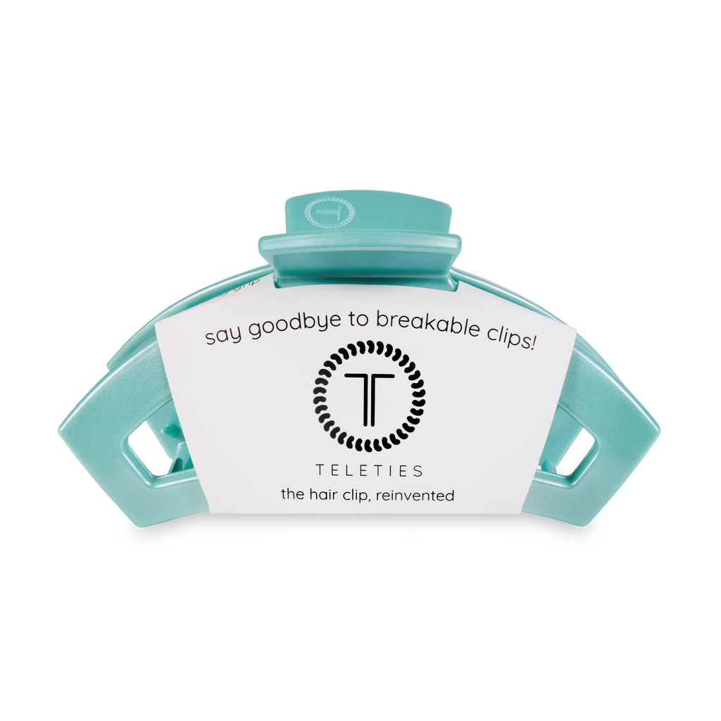 TELETIES - Open Hair Clip | Medium | Totally Turquoise