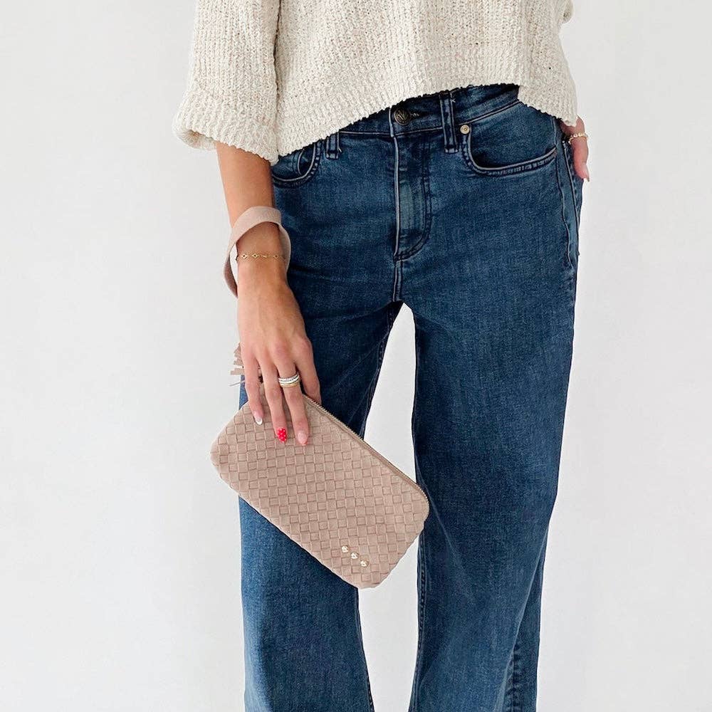 Pretty Simple - Suede Emma Woven Clutch Wristlet
