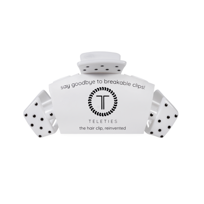 TELETIES - Classic White Polka Dot Party Medium Claw Clip