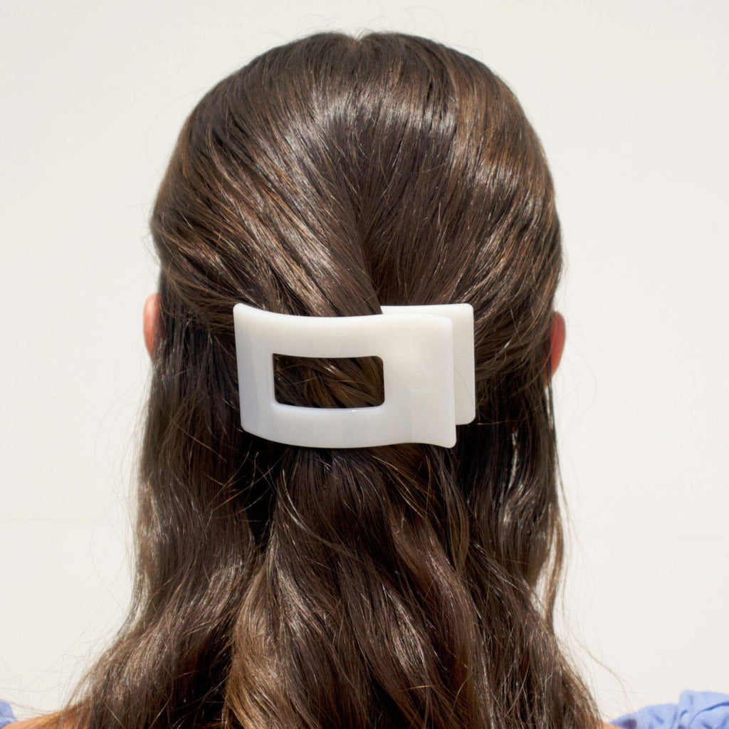 TELETIES - Flat Rectangle Hair Clip | Small | Coconut White