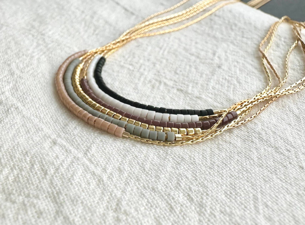 Ocean Breakup - Thin Minimalist Necklace - Neutrals