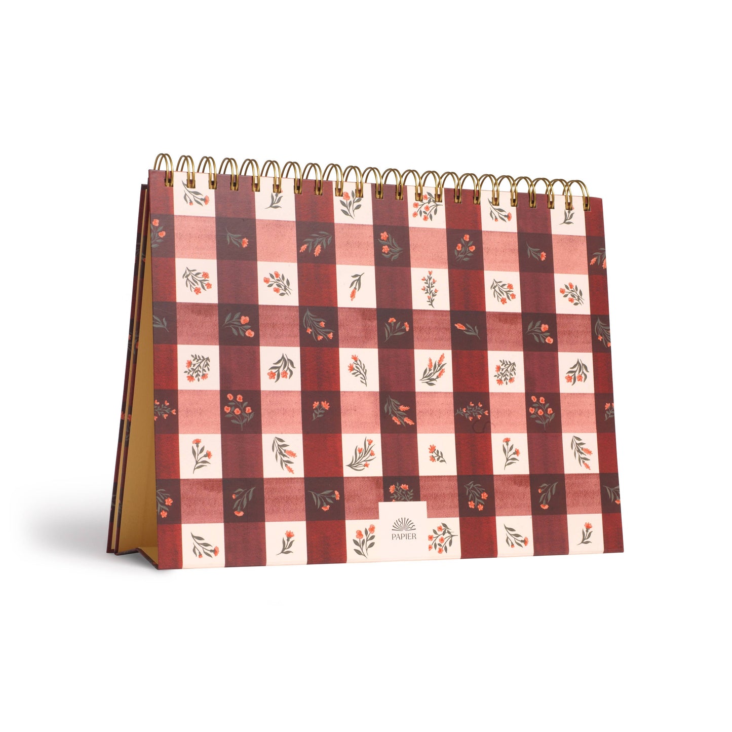 Papier - Floral Gingham Spiral Undat Monthly Desk Pad