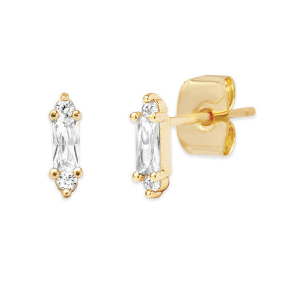 Tai Jewelry - Tiny Stick Baguette With CZ Stud