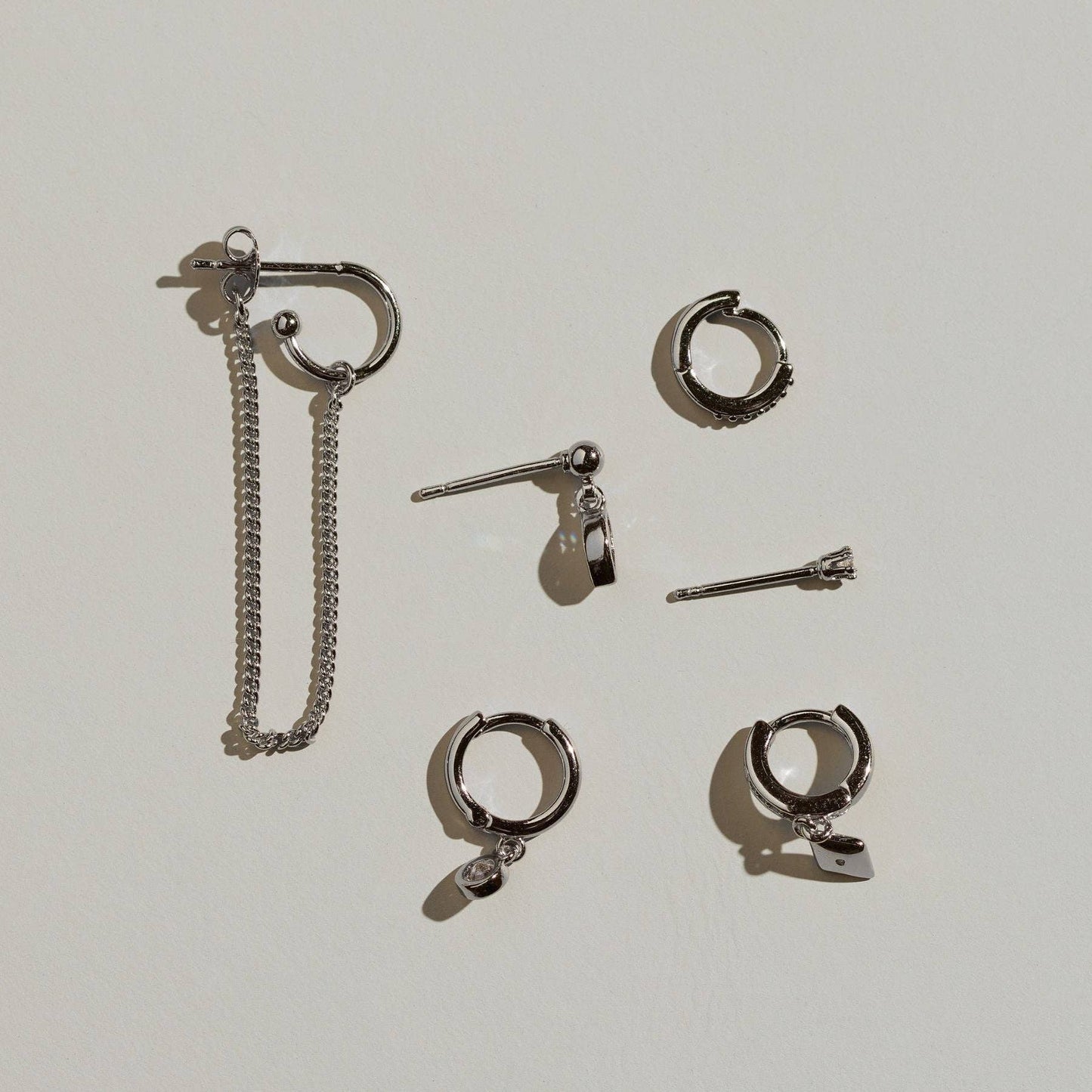 Nickel and Suede - Silver Assorted Dainty Earrings Set