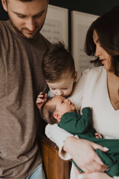 Three Little Tots - Forest Green Ribbed Knotted Newborn Baby Gown Sleepwear