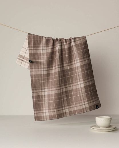 Geometry - Oat Plaid Luxe Kitchen Towel