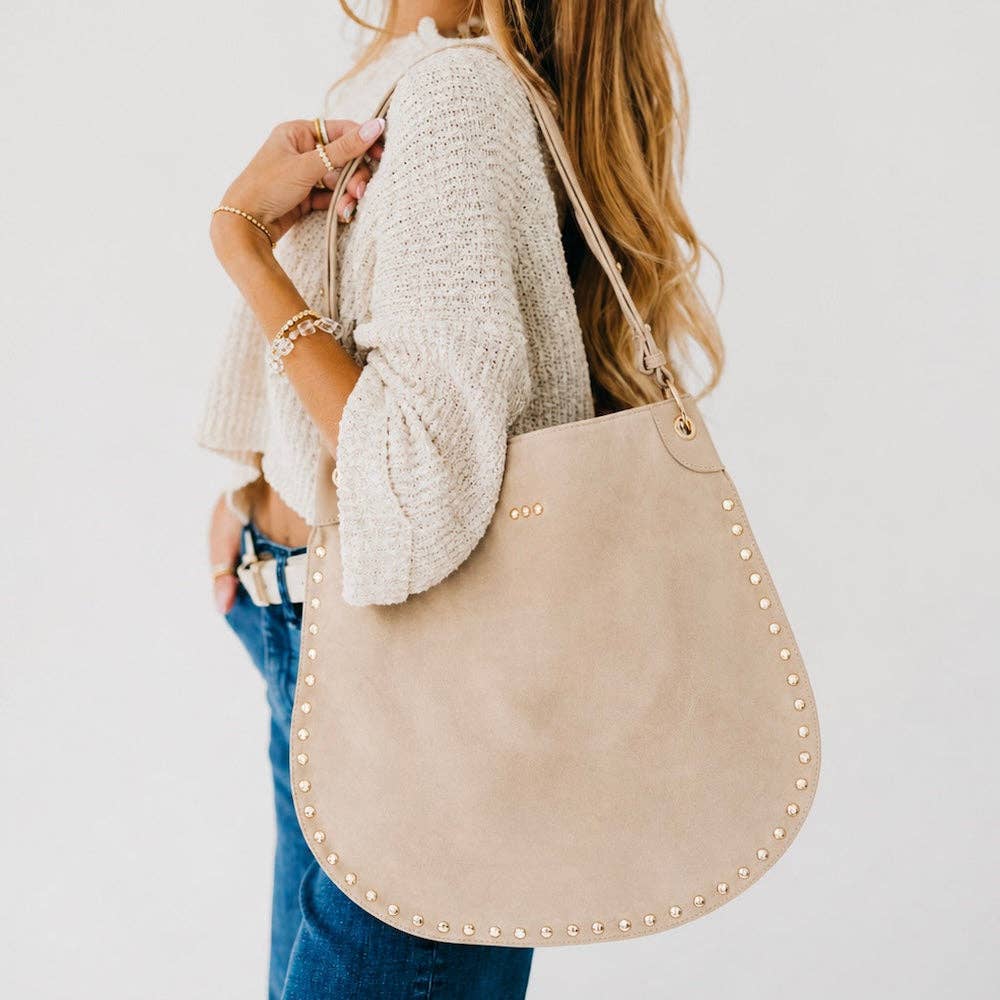Pretty Simple - Rosalie Rivet Suede Hobo Bag