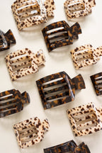 TELETIES - Square Flat Clip | Large | Blonde Tortoise