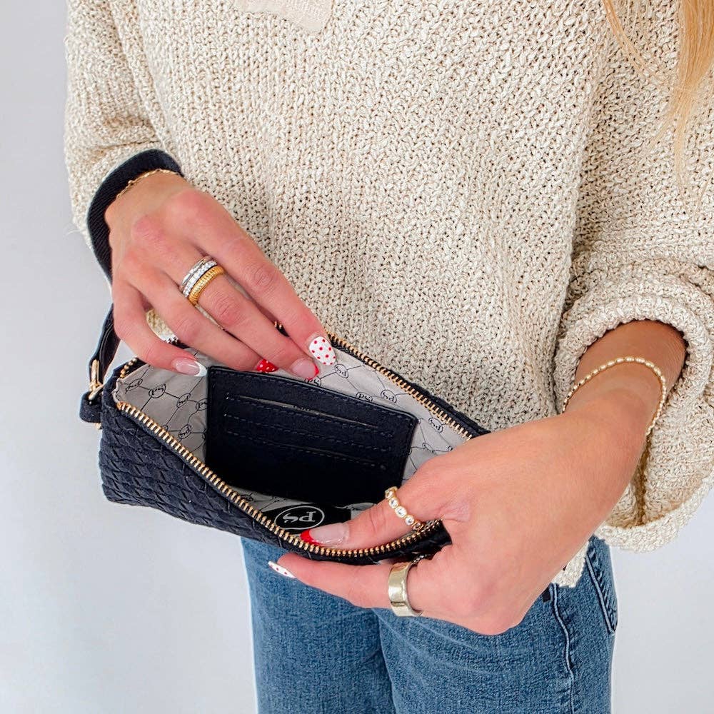 Pretty Simple - Suede Emma Woven Clutch Wristlet