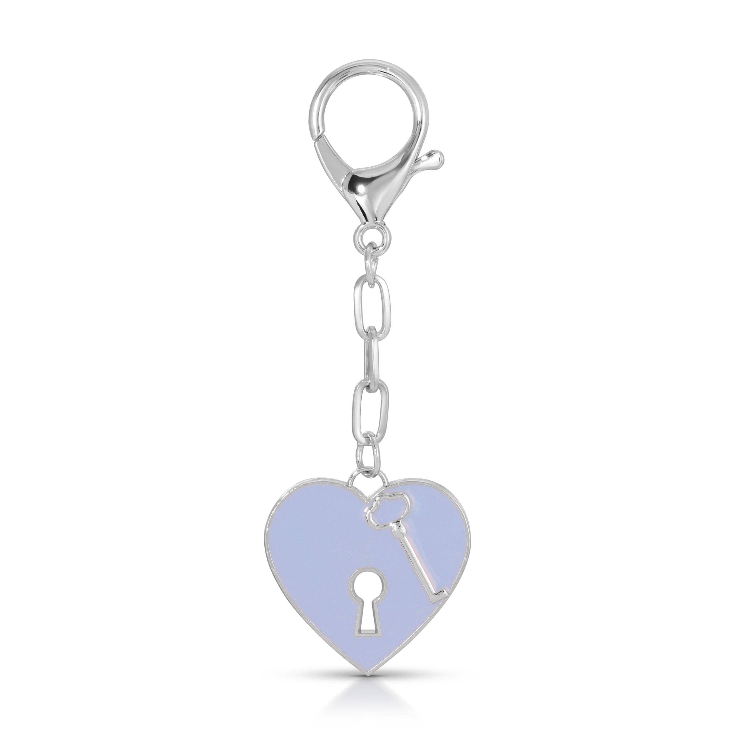 Lucky Feather - Enamel Bag Charm / keychain - Lock and Key