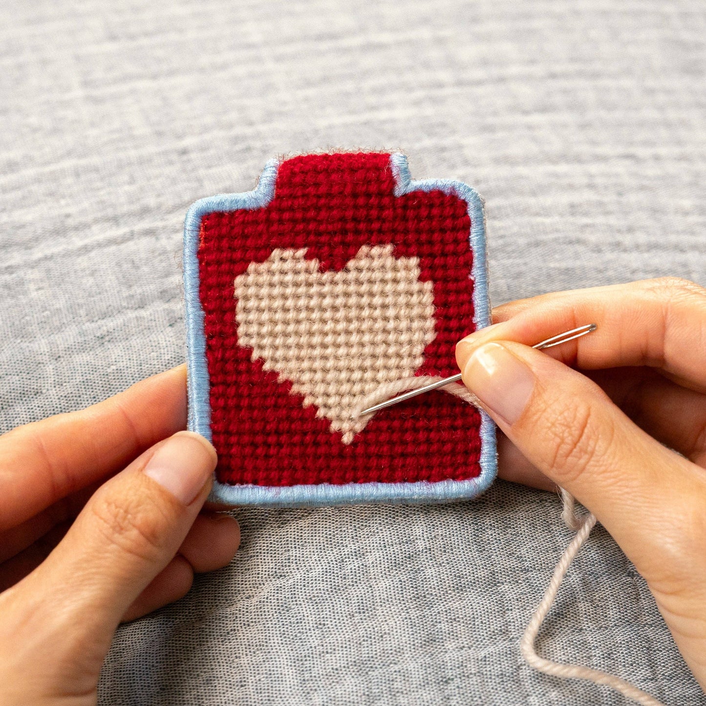 Lucky Feather - Needlepoint Keychain Kit - Heart