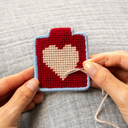 Lucky Feather - Needlepoint Keychain Kit - Heart