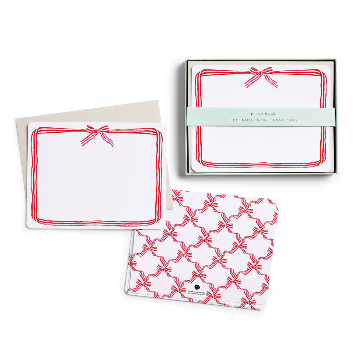 E. Frances Paper - Red Ribbon Candy Flat Notecard Set, 8 Cards & Envelopes