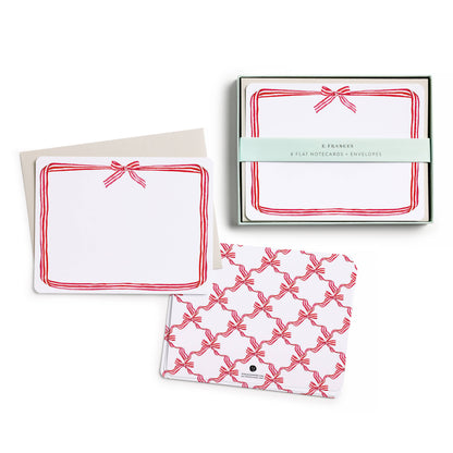 E. Frances Paper - Red Ribbon Candy Flat Notecard Set, 8 Cards & Envelopes