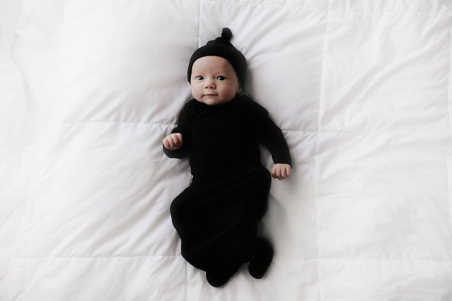 Three Little Tots - Black Ribbed Knotted Gown
