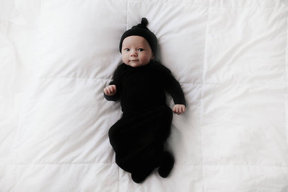 Three Little Tots - Black Ribbed Knotted Gown