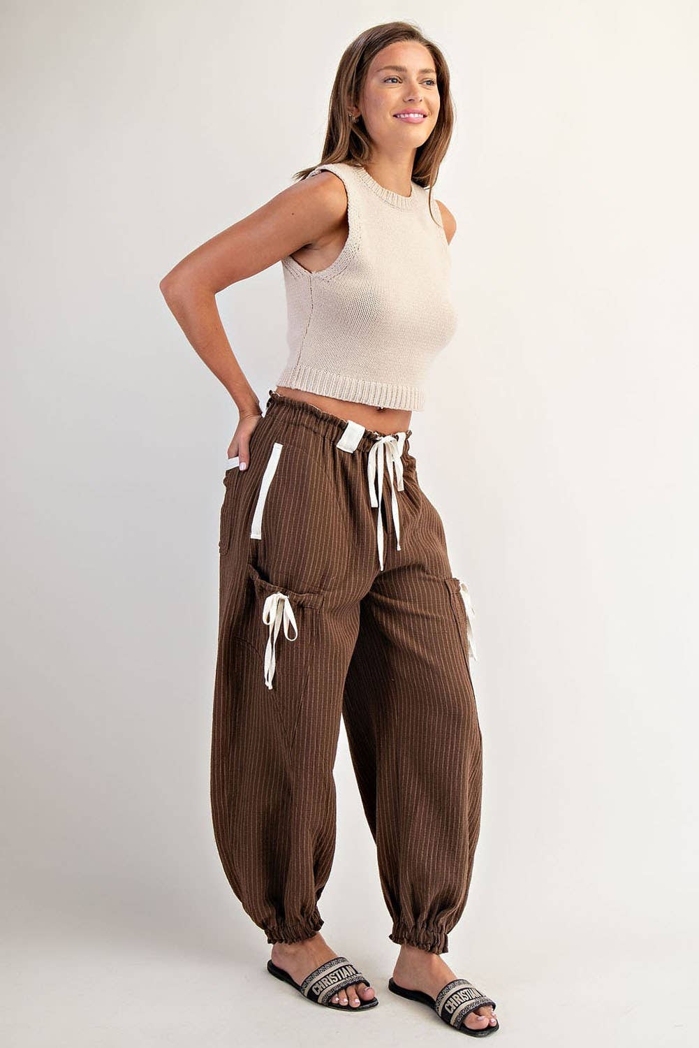 Clara Striped Drawstring Jogger Pants
